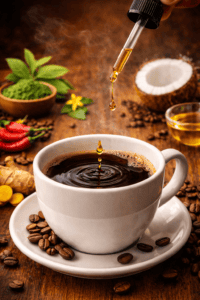 Liquid-drops-being-added-to-coffee-cup